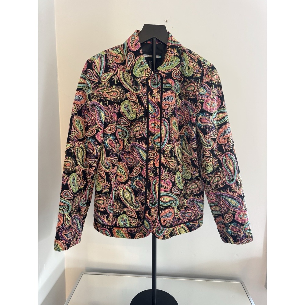 Requirements Quilted Paisley Jacket Women's M Multicolor Boho Retro Print Lined